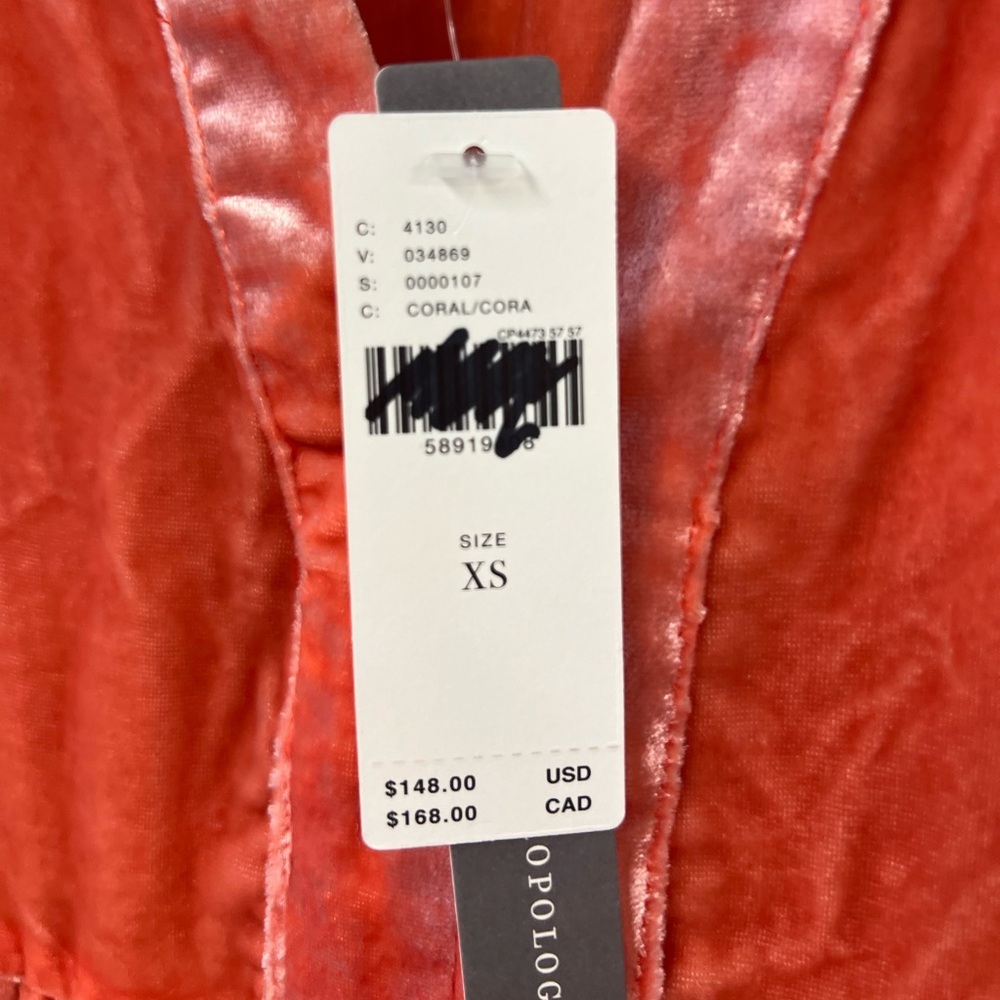 Maeve by Anthropologie Harper Velvet Mini Tunic Dress in Dried Coral Size M NWT - Picture 9 of 13
